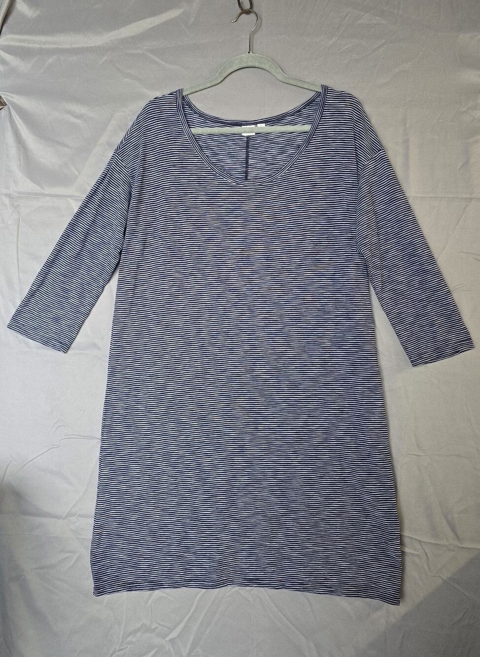 Gap Dress Womens Large Blue Stripe Scoop Neck 3/4 Sleeve T Shirt Jersey Casual